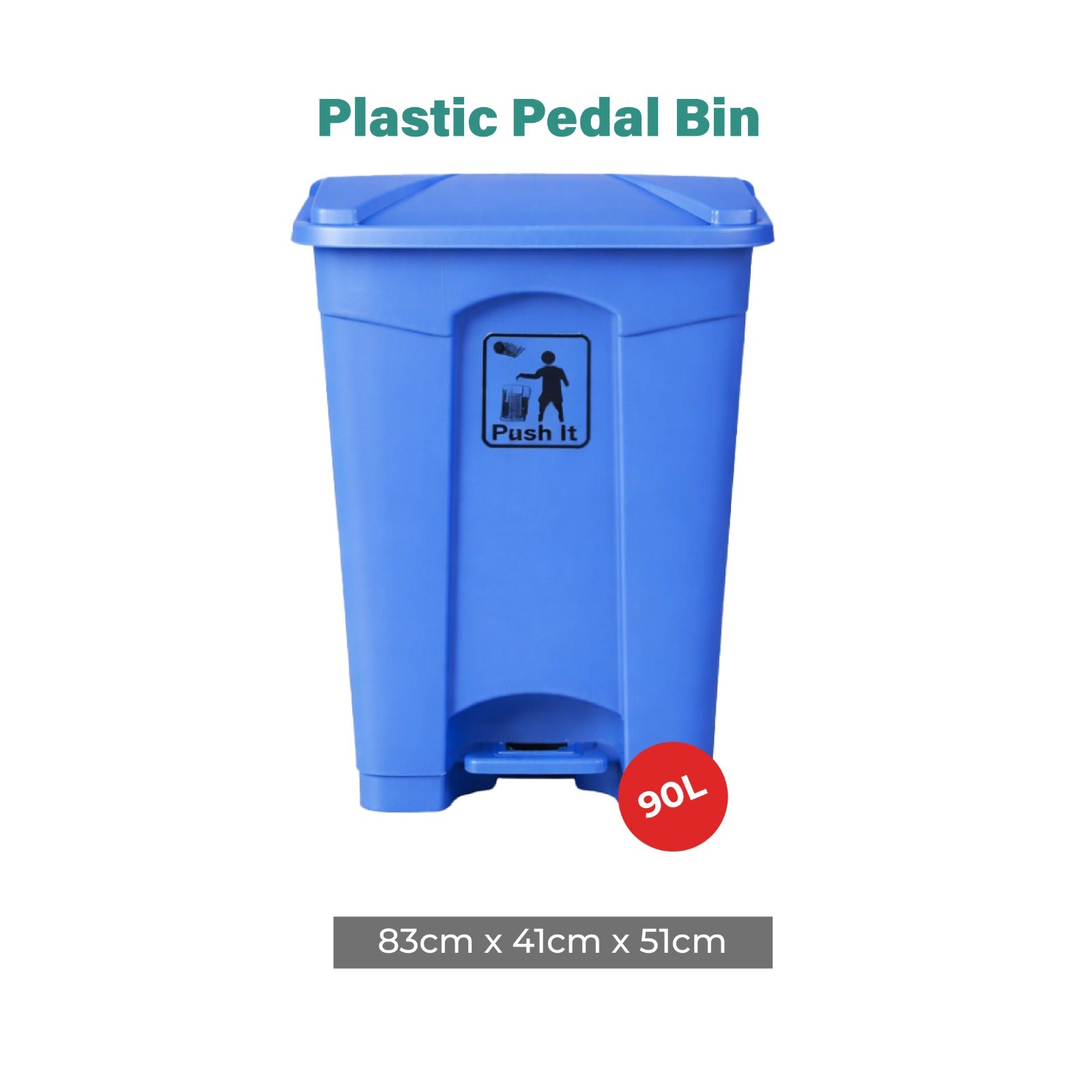 Plastic pedal bin with foot-operated lid, durable waste bin for kitchen, bathroom, and office use.