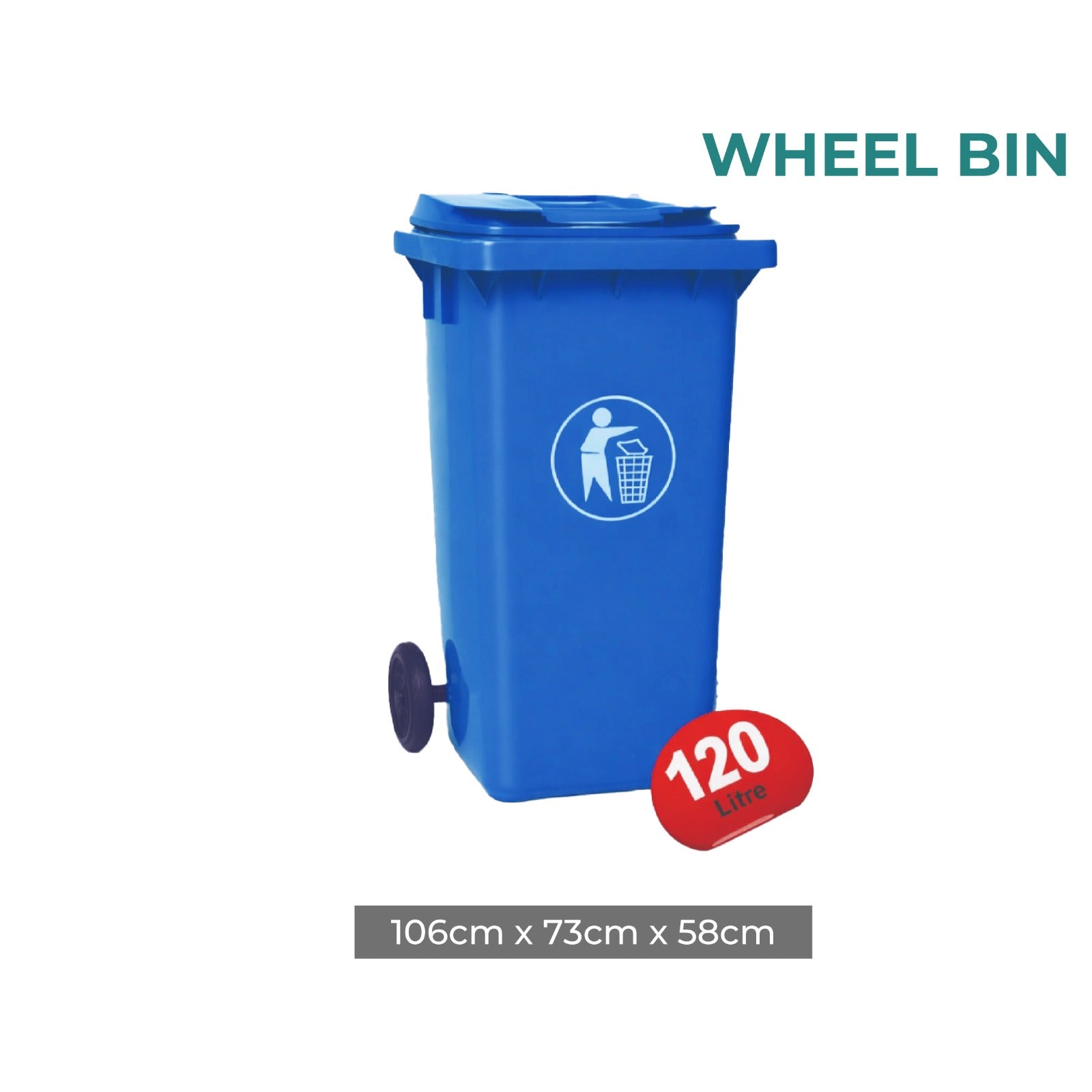 zidello Wheeled trash bin with lid and side handle for easy waste movement.
