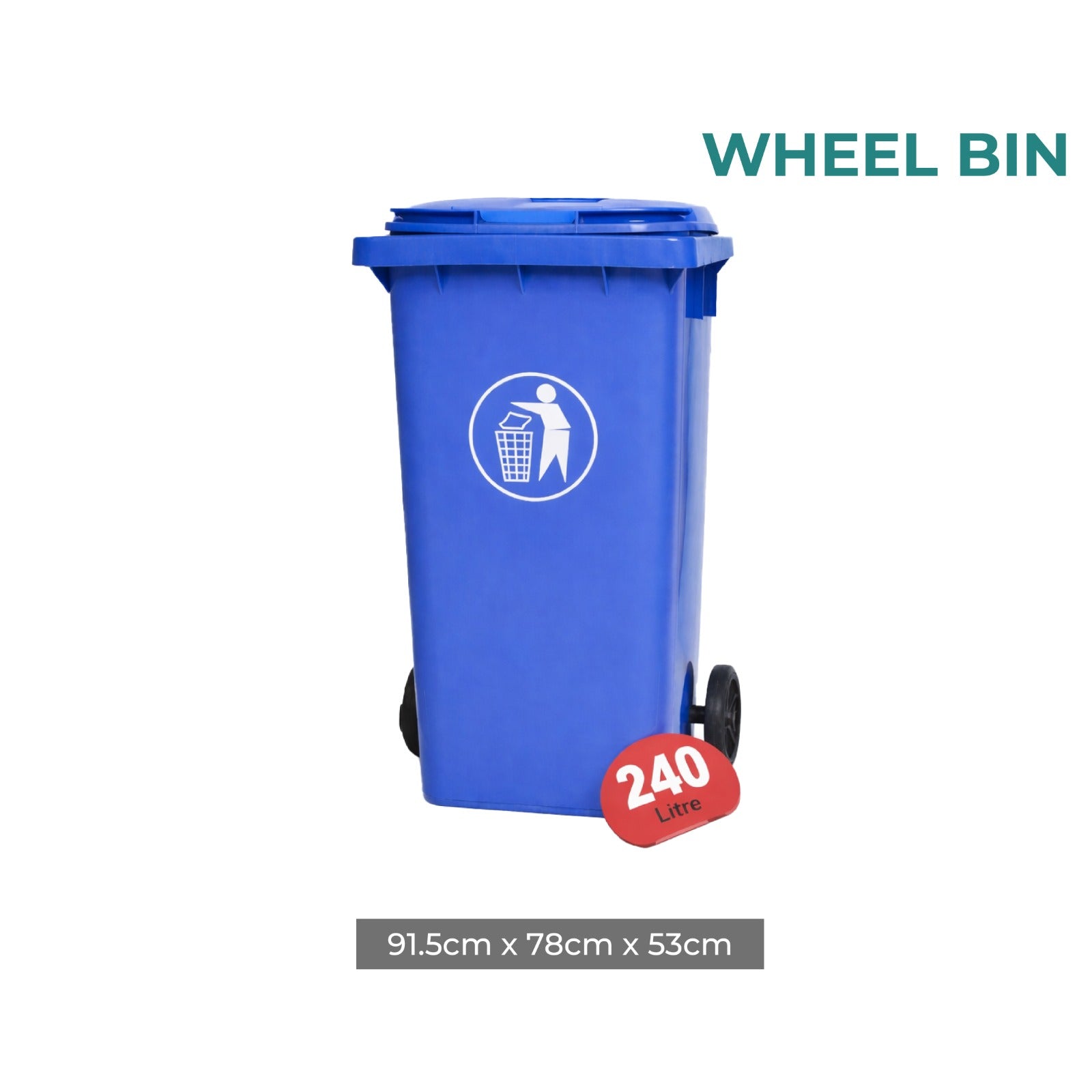 zidello Wheeled trash bin with lid and side handle for easy waste movement.
