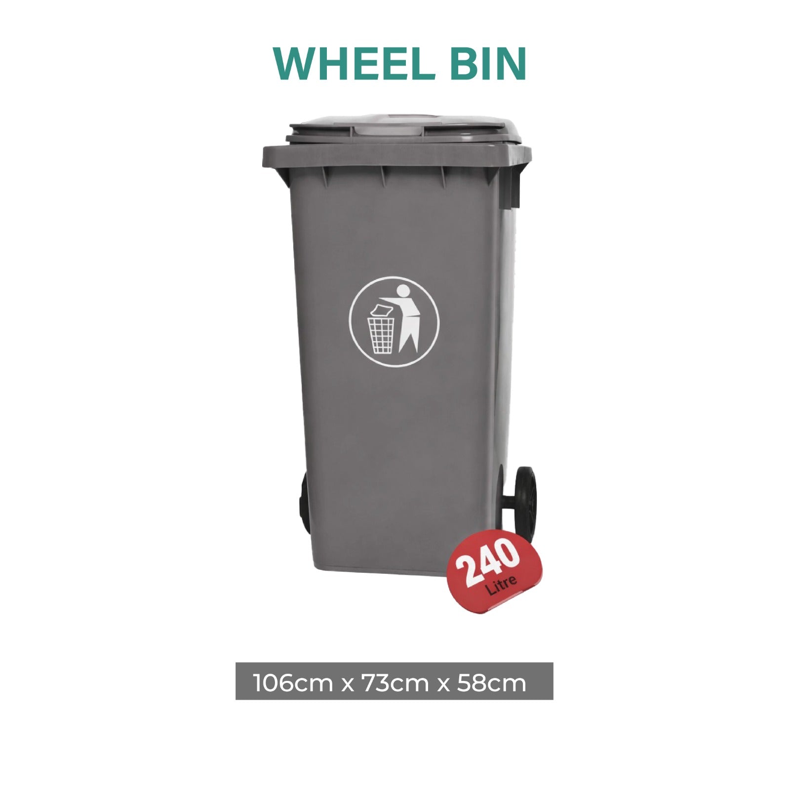 zidello Wheeled trash bin with lid and side handle for easy waste movement.
